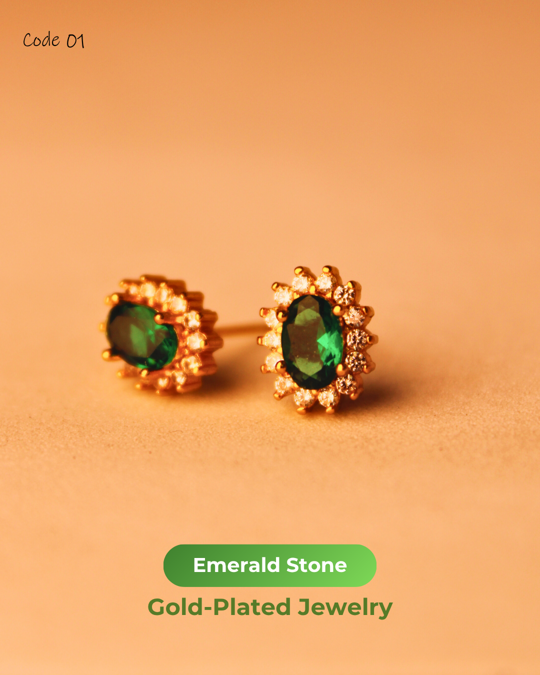 Emerald Stone Gold Plated Jewelry | 01