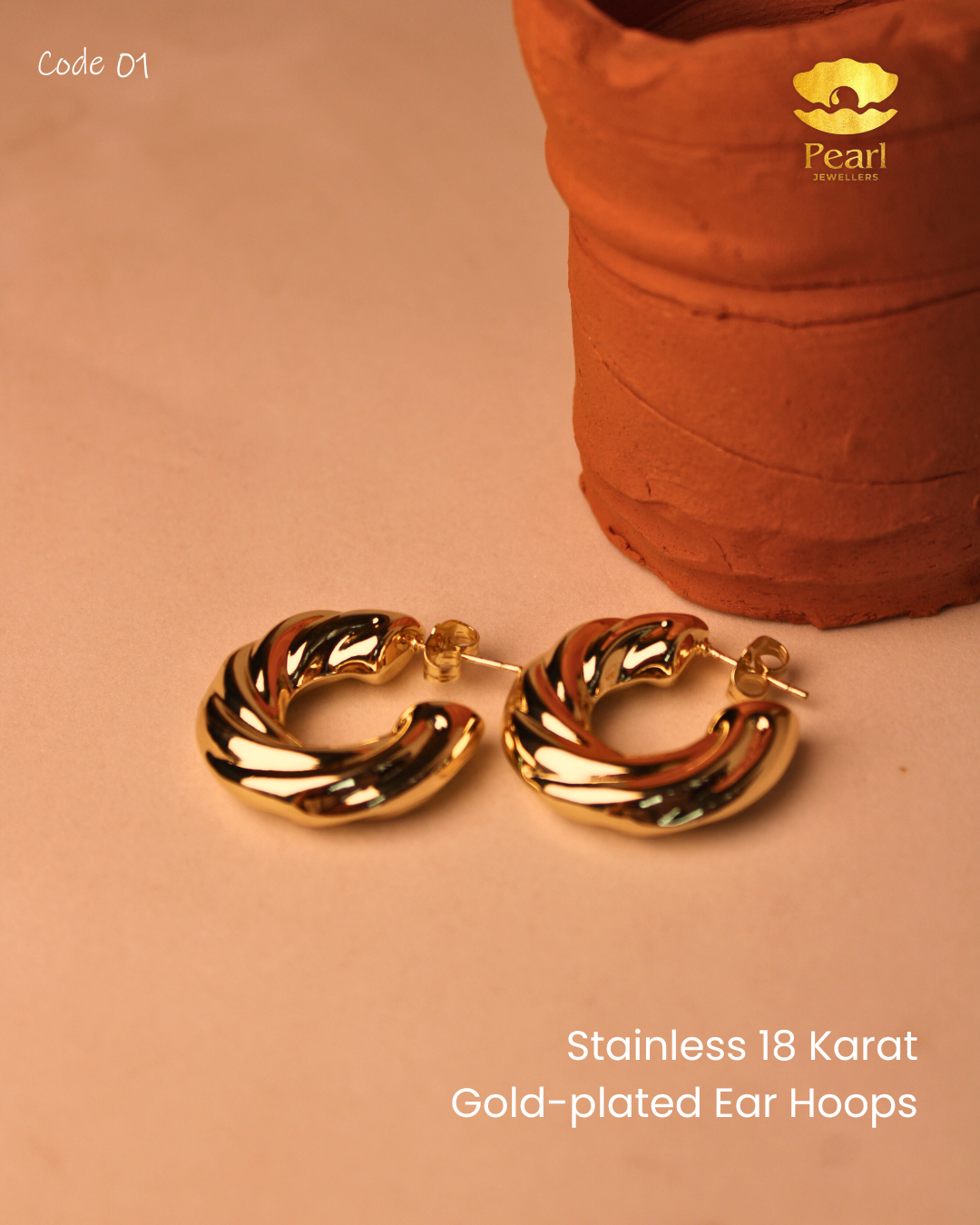Stainless Gold-plated Ear Hoops | N1