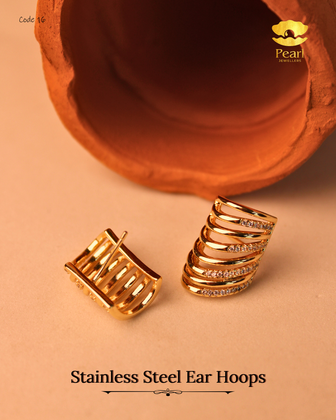 Stainless Gold-plated Ear Hoops | N16