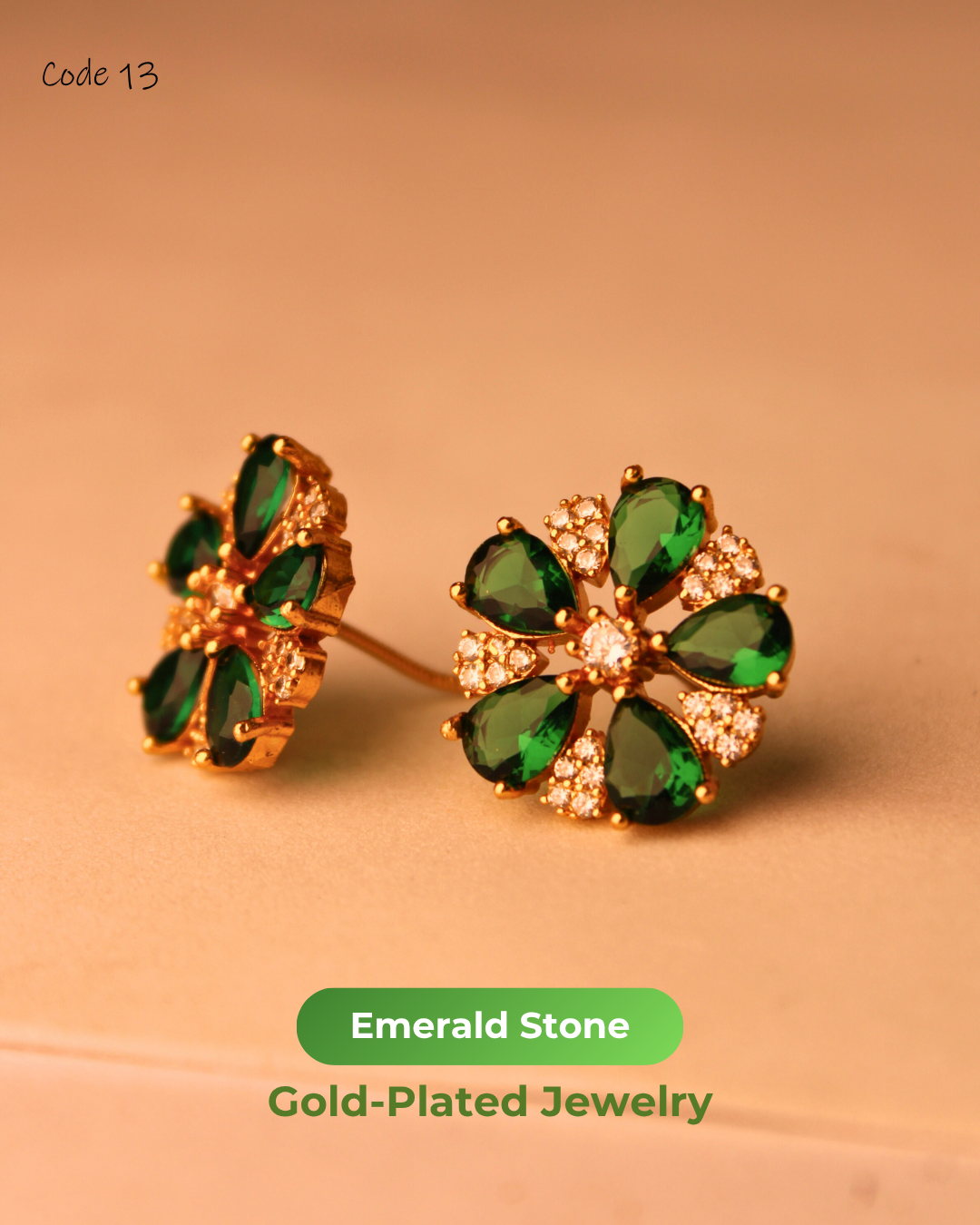 Emerald Stone Gold Plated Jewelry | 13