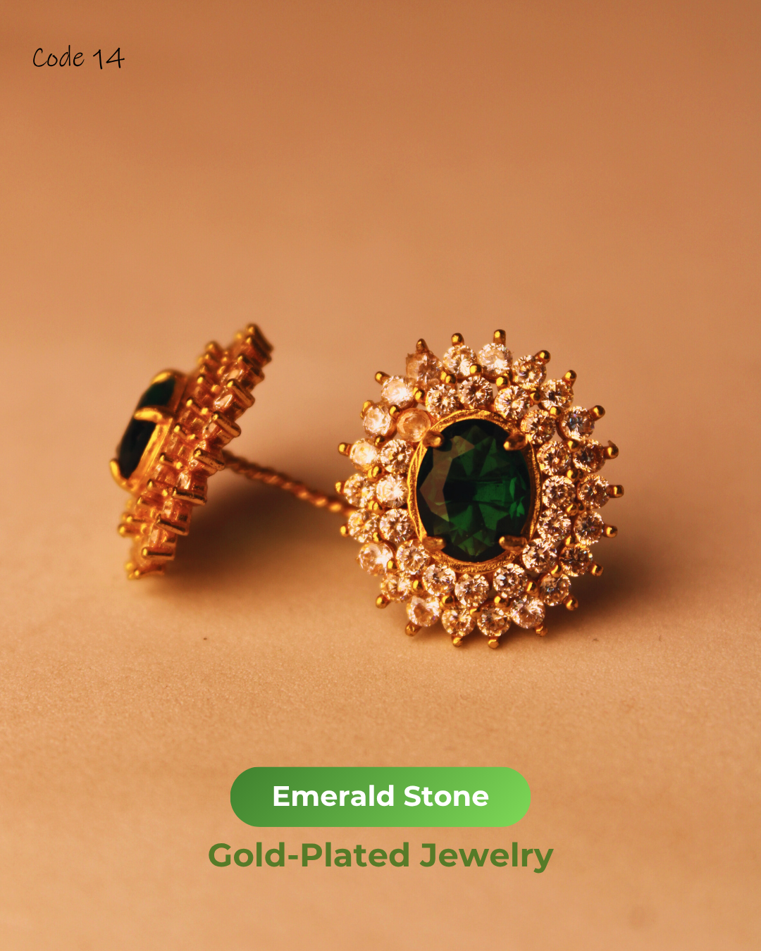 Emerald Stone Gold Plated Jewelry | 14