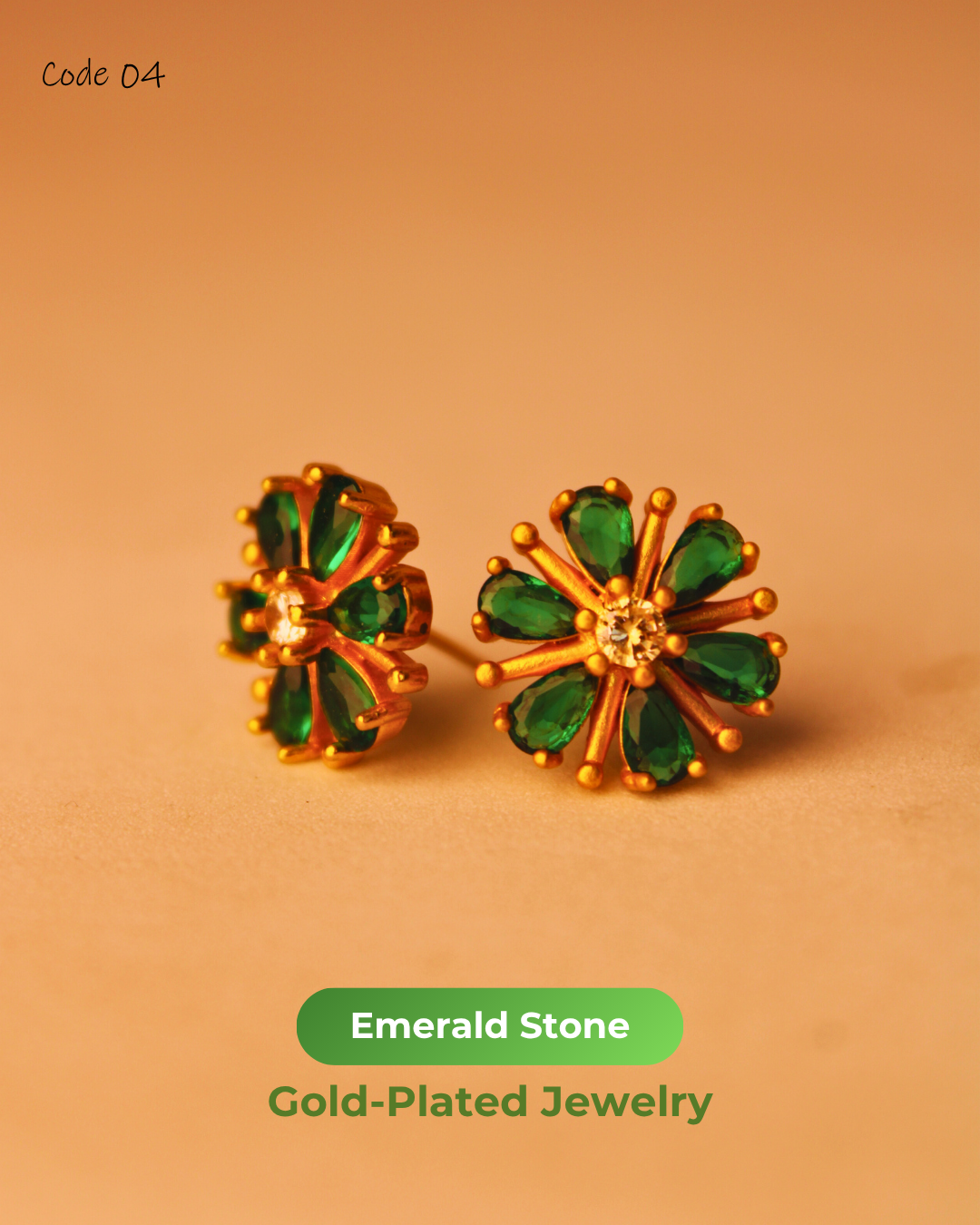 Emerald Stone Gold Plated Jewelry | 04