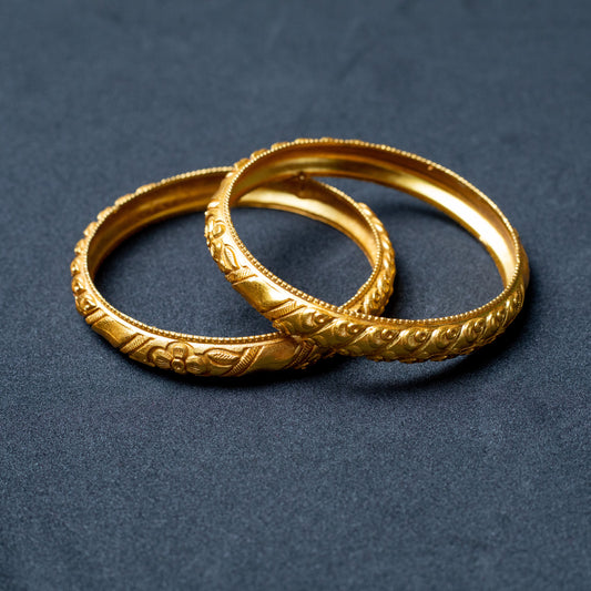 Floral Engraved Bangles
